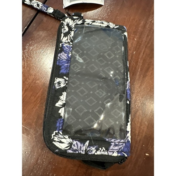 Vera Bradley RFID Tech Wristlet Wallet Frosted Floral Blue Black Clear Touch - Picture 5 of 5